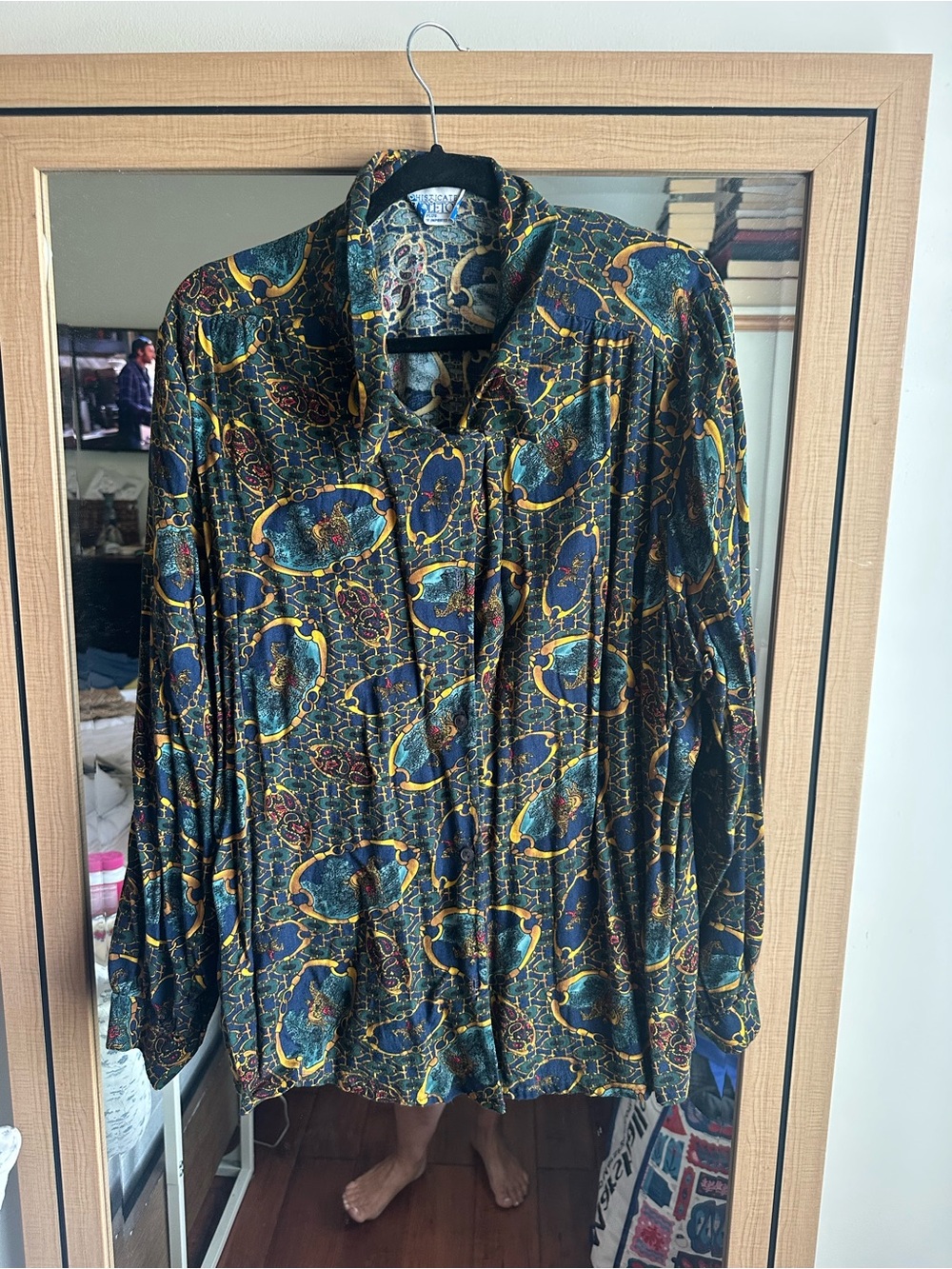 Pendleton Multicolor Paisley-Print Blouse with Teal and Gold Accents
